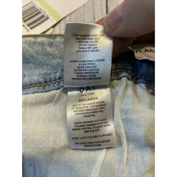 OAT New York Women's High Rise Flare Jeans Light Palms 90s 80s Boho Festival NWT - Picture 13 of 13